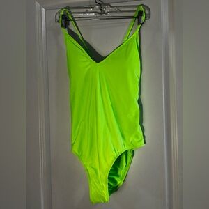 Vibrant Green One Piece Swimsuit with Classic Cut